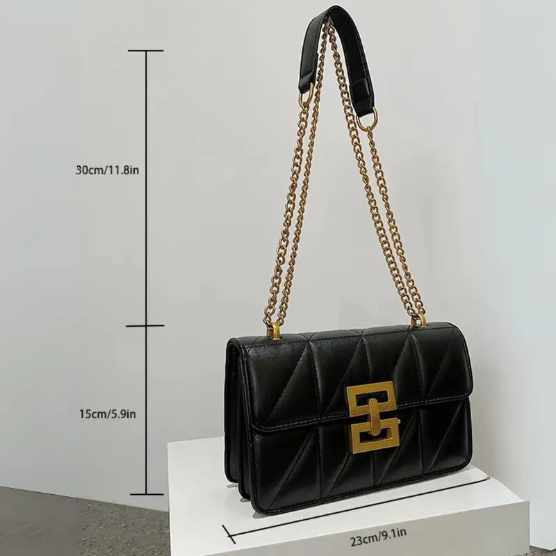 Bolsa Feminina de Ombro Preto e Dourado 5