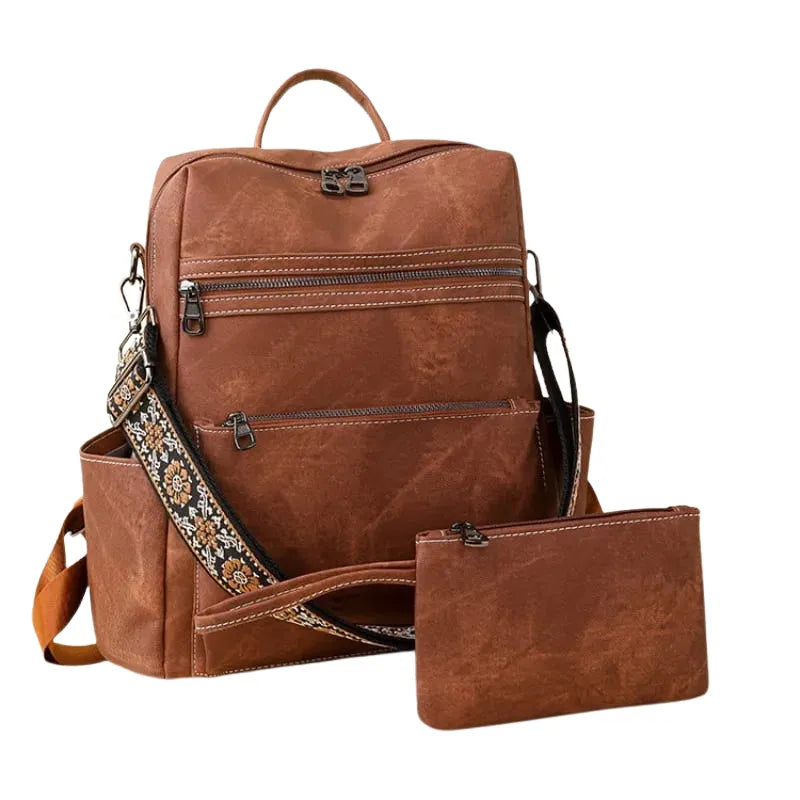 Bolsa-mochila-Feminina-de-couro-Vegano-com-Alça-marrom