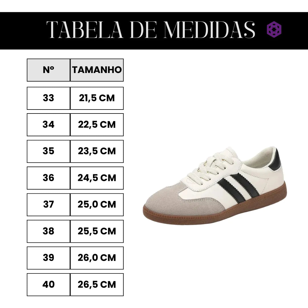 tabela de medidas tenis feminino